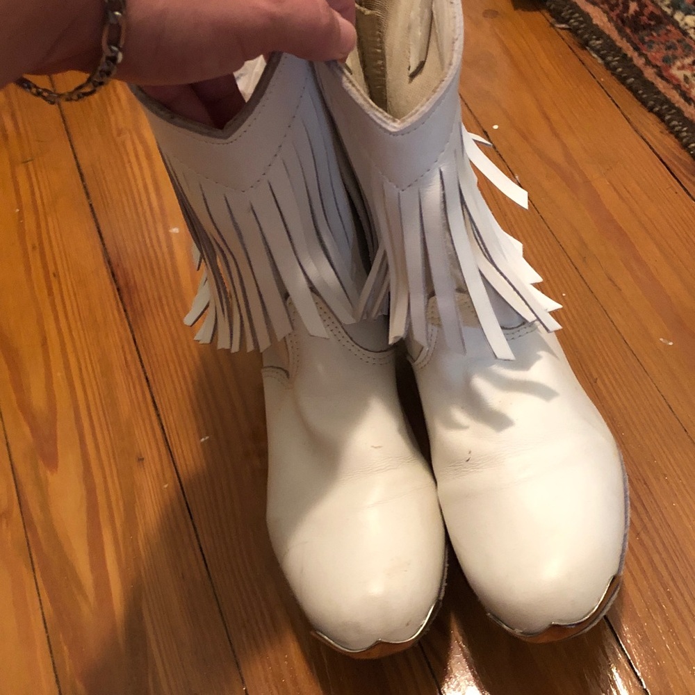 White Fringe Cowboy Boots